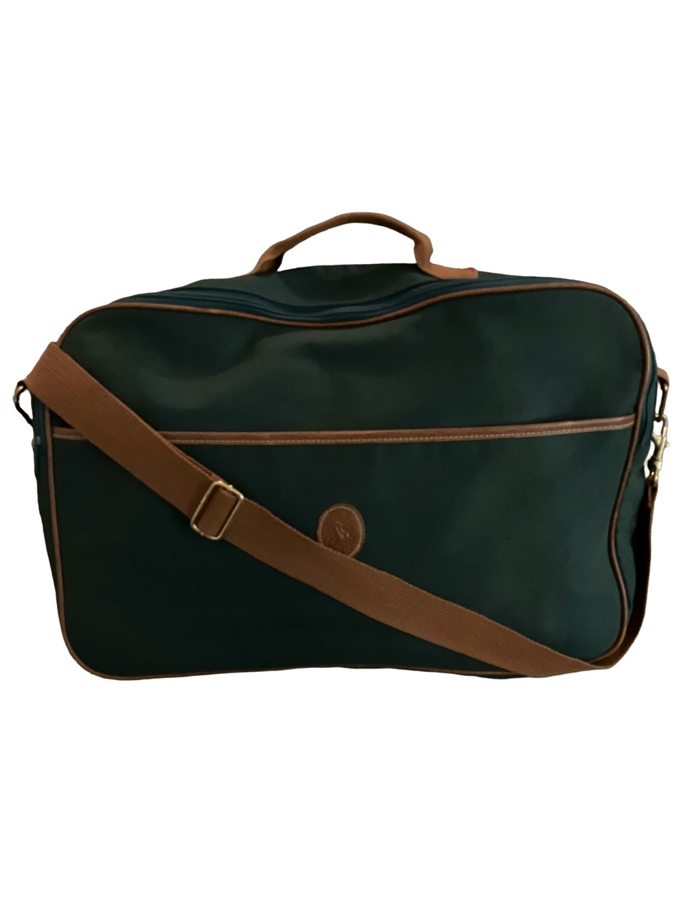 EXCELLENT CONDITION! VINTAGE POLO RALPH LAUREN GREEN CANVAS MESSENGER TRAVEL BAG